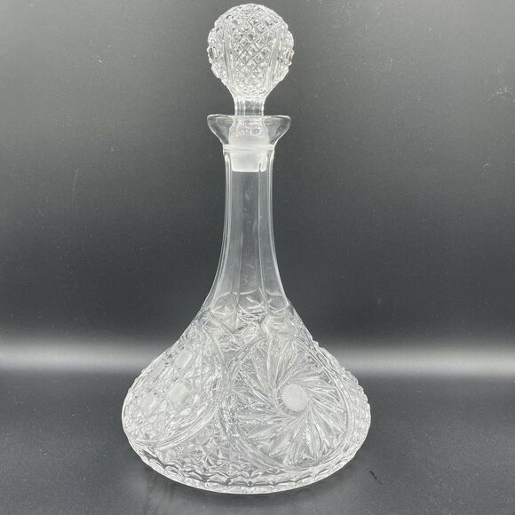 Other - Vintage Etched Bohemian Crystal Decanter 12 Inch Glass With Stopper‎